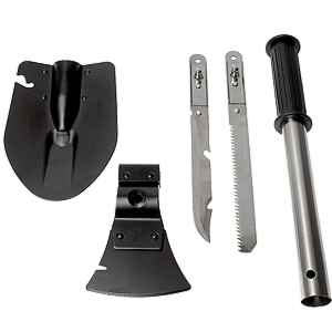 Multifunkční lopatka, sekera, nůž, pilka